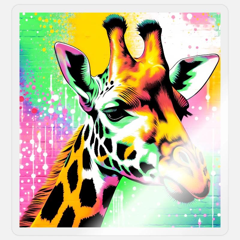 girafe - Sticker taille S (10 x 10 cm) - brillant transparent