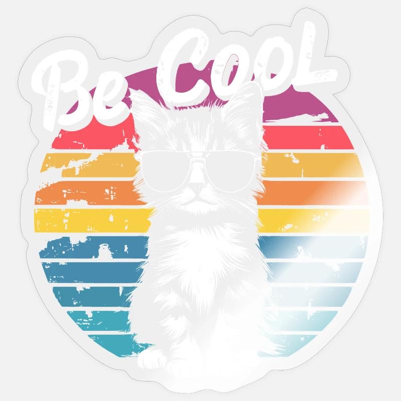 Be Cool Retro Cat Sunglasses - Sticker size S (10 x 10 cm) - transparent glossy
