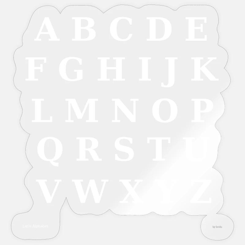 Alphabet latin (blanc) - Sticker taille S (10 x 10 cm) - brillant transparent