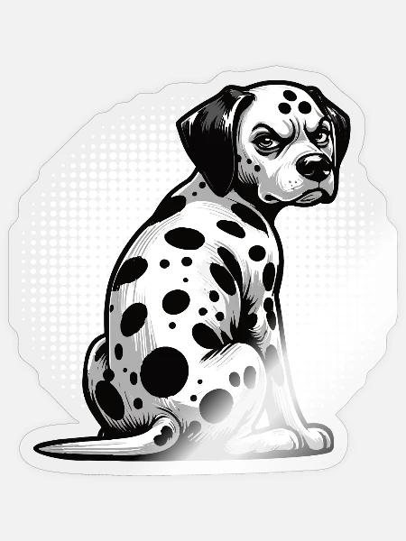 Dalmatiner_schaut_Dalmatiner Dalmatinerhaltboese_2 - Sticker Größe S (10 x 10 cm) - Transparent glänzend