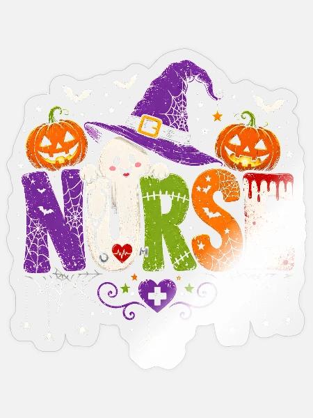 Krankenschwester Krankenpfleger Halloween - Sticker Größe S (10 x 10 cm) - Transparent glänzend