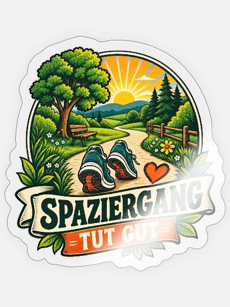 Spaziergang tut gut - Sticker Größe S (10 x 10 cm) - Transparent glänzend