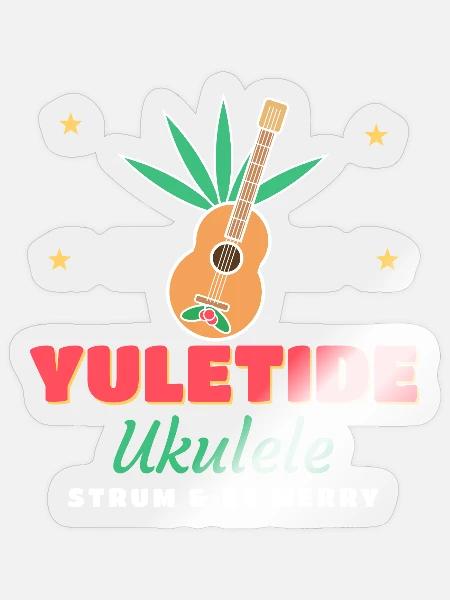 Yuletide Ukulele Weihnachts-Ukulele-Musiker - Sticker Größe S (10 x 10 cm) - Transparent glänzend