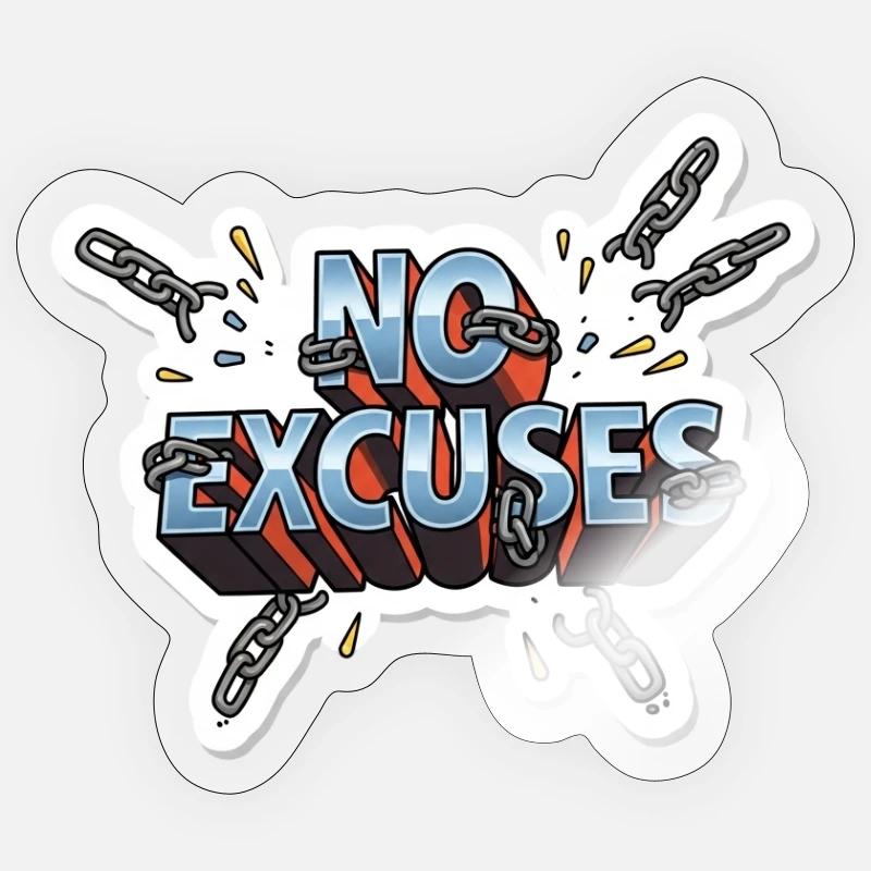 No Excuses Chains Graphic Tee - Sticker size S (10 x 10 cm) - transparent glossy
