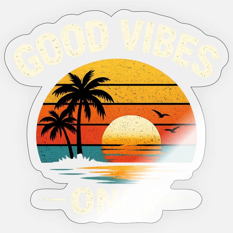 Palmiers au coucher du soleil - Sticker taille S (10 x 10 cm) - brillant transparent