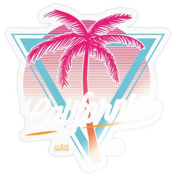 California Palmen Retro Neon - Sticker Größe S (10 x 10 cm) - Transparent glänzend - Vorne