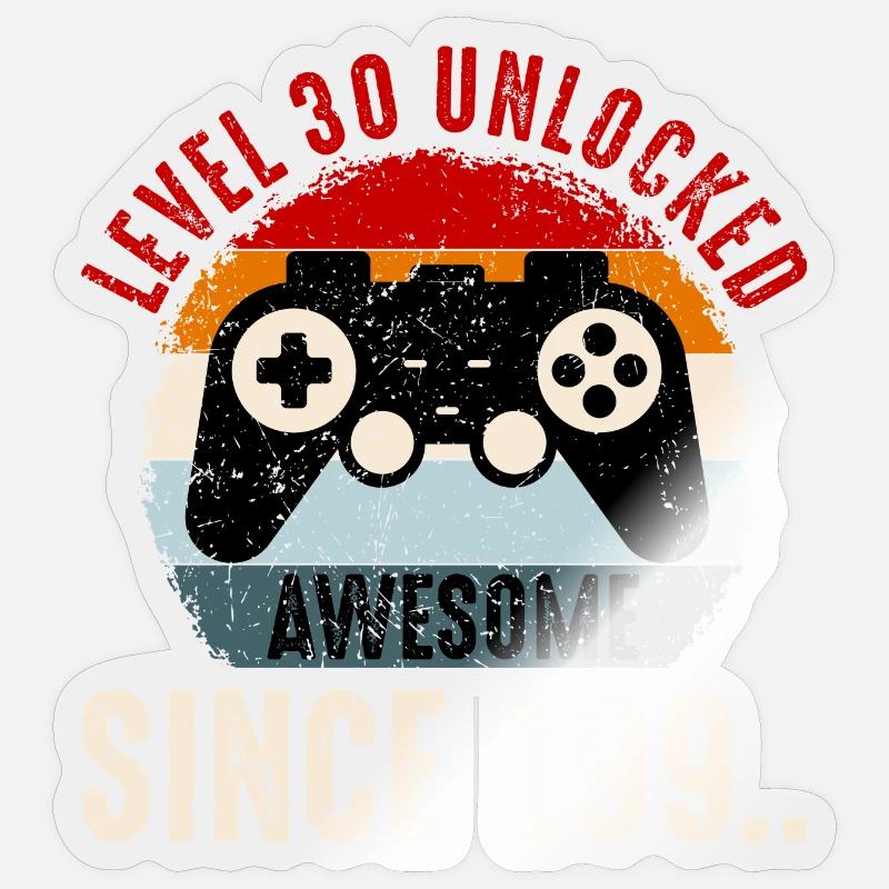 Level-30 Entsperrter Retro-Controller Sticker Größe S (10 x 10 cm)