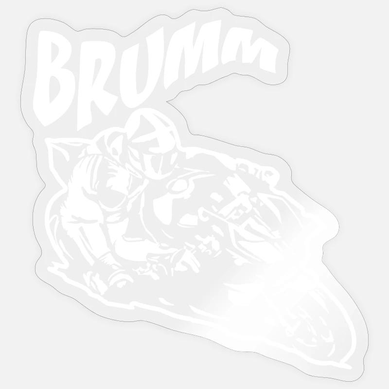 Brumm Biker Blanc - Sticker taille S (10 x 10 cm) - brillant transparent