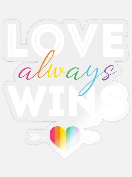Pride Month LGBTQ - Liebe gewinnt immer - Sticker Größe S (10 x 10 cm) - Transparent glänzend