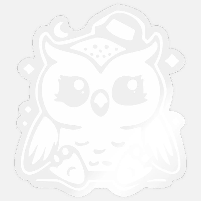 Niedliche Eulenfigur mit Hut Sticker Größe S (10 x 10 cm)