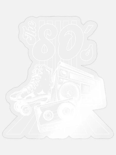80er Nostalgie Boombox Sneaker - Sticker Größe S (10 x 10 cm) - Transparent glänzend