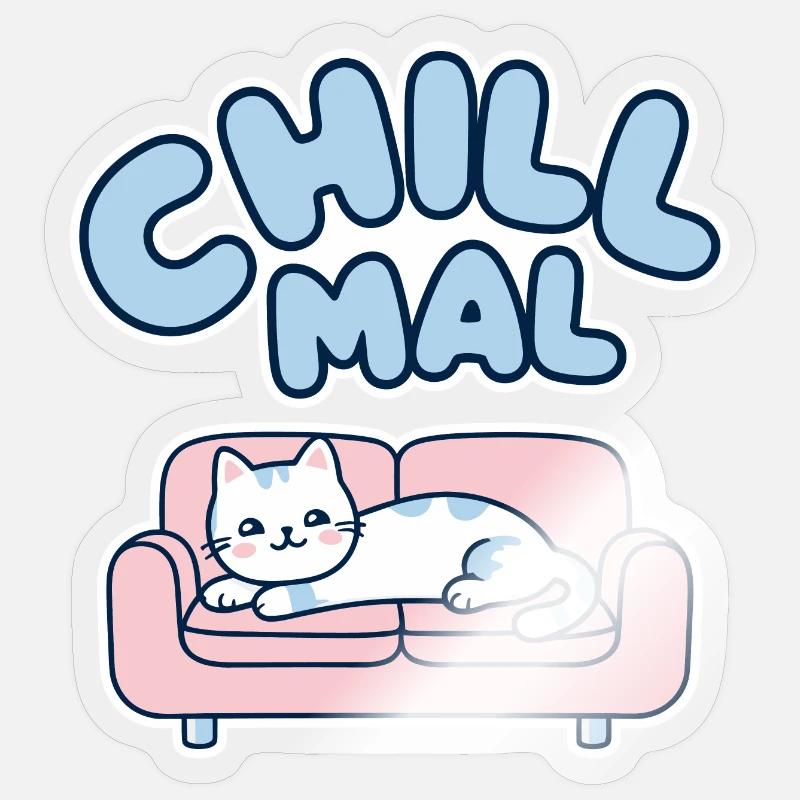 Chat de détente - Sticker taille S (10 x 10 cm) - brillant transparent