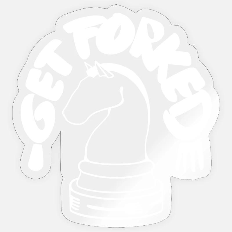 Schach - Springergabel - Get forked - Sticker Größe S (10 x 10 cm) - Transparent glänzend