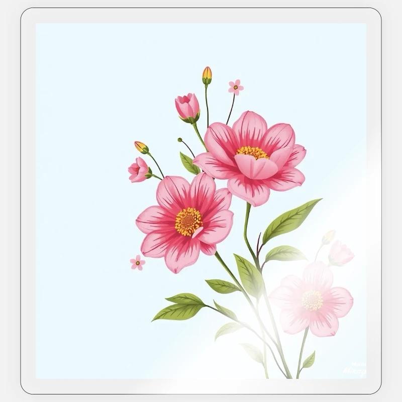 Fleur - Sticker taille S (10 x 10 cm) - brillant transparent