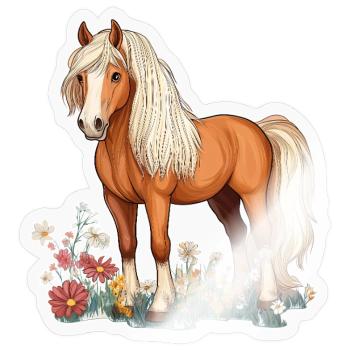 Pferd auf Wiese - Sticker Größe S (10 x 10 cm) - Transparent glänzend - Vorne
