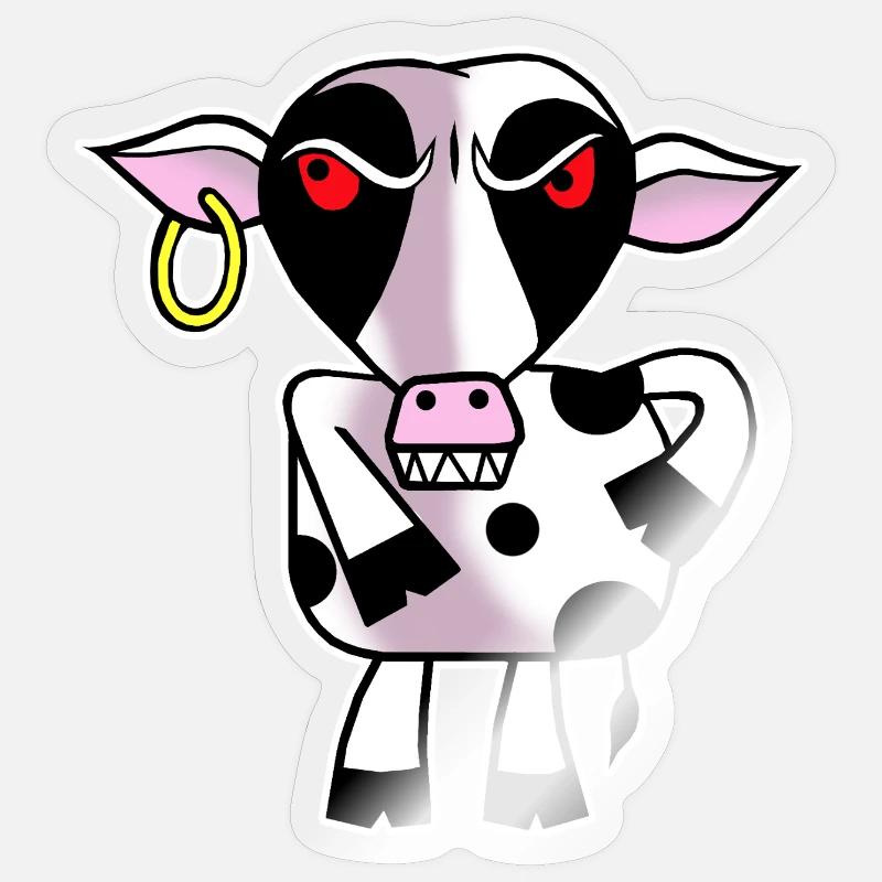 Vache en colère - Sticker taille S (10 x 10 cm) - brillant transparent