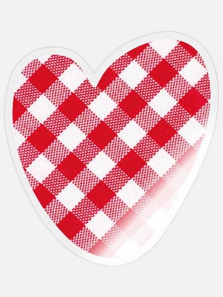 Herz kariert Love Liebe Hochzeit Karo Muster - Sticker Größe S (10 x 10 cm) - Transparent glänzend