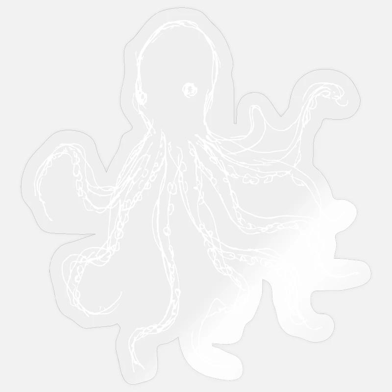 Bold Ink Octopus Line Art - Sticker size S (10 x 10 cm) - transparent glossy