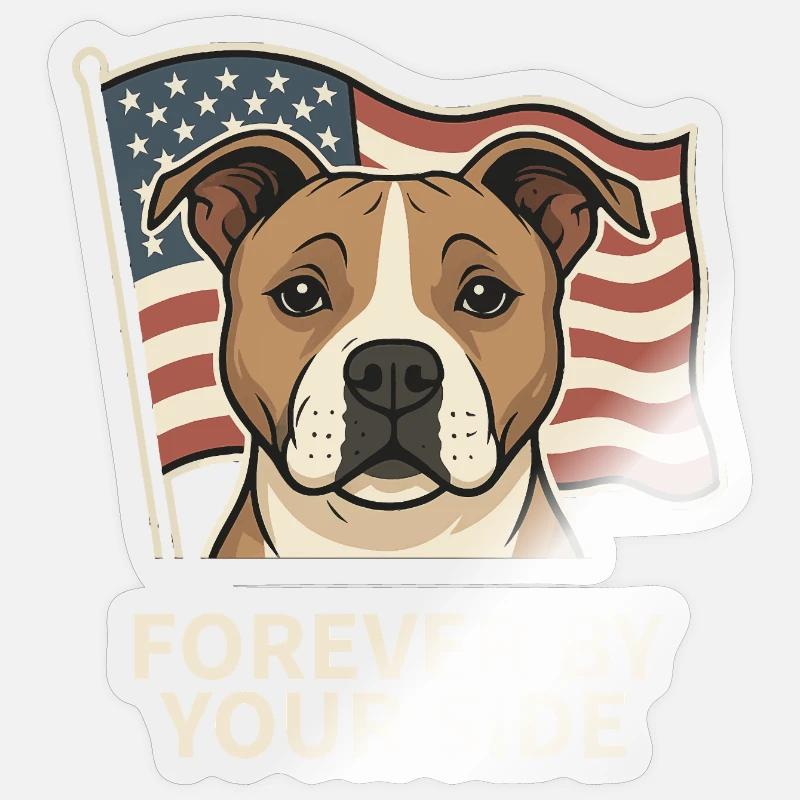 Chien loyal devant le drapeau américain Sticker taille S (10 x 10 cm)