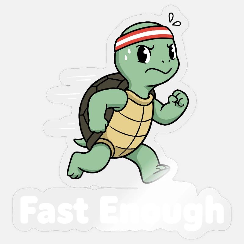 Tortue rapide en sprint - Sticker taille S (10 x 10 cm) - brillant transparent