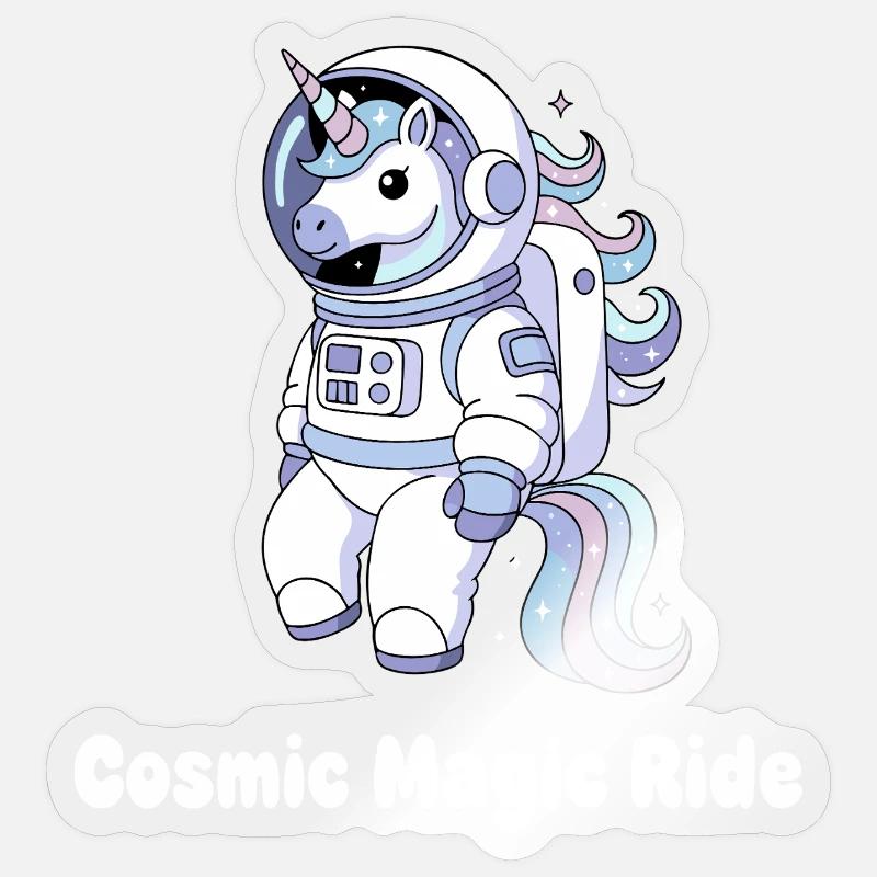 Kosmische Einhorn Raumfahrt Sticker Größe S (10 x 10 cm)