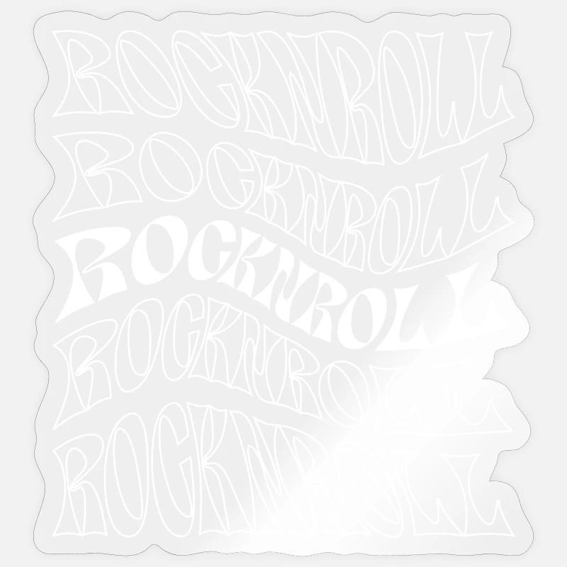 Typographie ondulée rocknroll psychédélique - Sticker taille S (10 x 10 cm) - brillant transparent