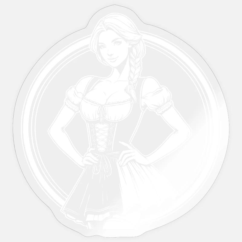Cool Dirndl Comic Design - Sticker size S (10 x 10 cm) - transparent glossy