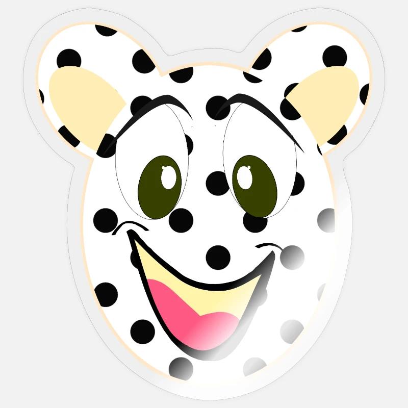 Bear Laughing Face with Dots - Sticker size S (10 x 10 cm) - transparent glossy
