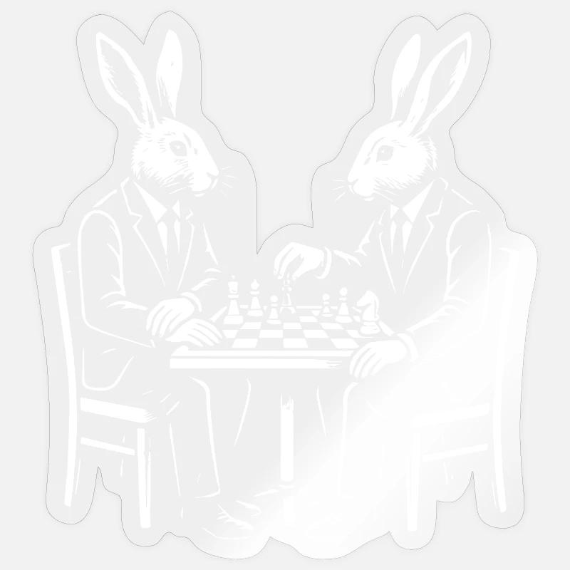 Dapper Rabbits Chess Match Sticker size S (10 x 10 cm)