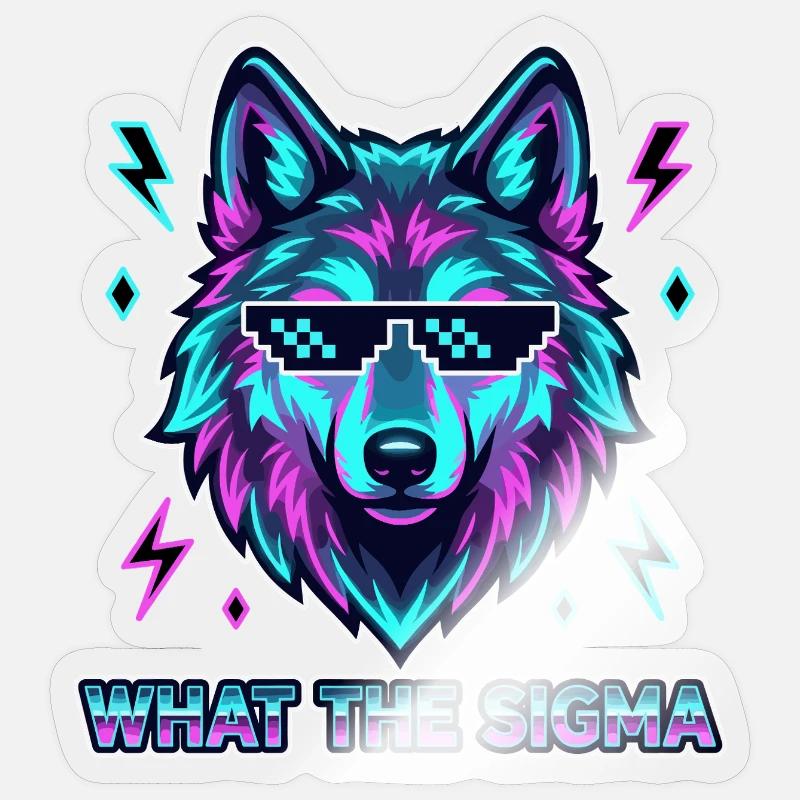 What The Sigma Wolf - Sticker Größe S (10 x 10 cm) - Transparent glänzend