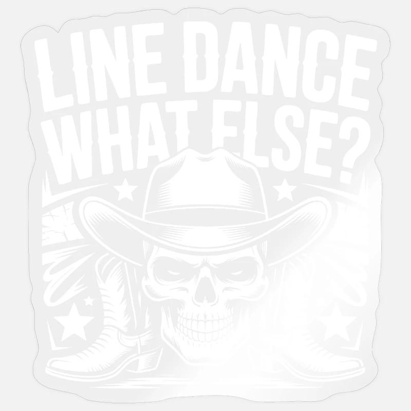 Line Dance Skull Cowboy - Sticker size S (10 x 10 cm) - transparent glossy