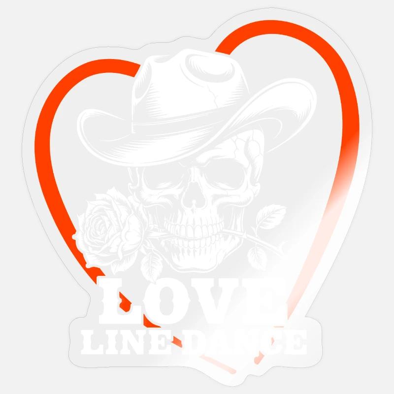 Love Line Dance Skull - Sticker Größe S (10 x 10 cm) - Transparent glänzend