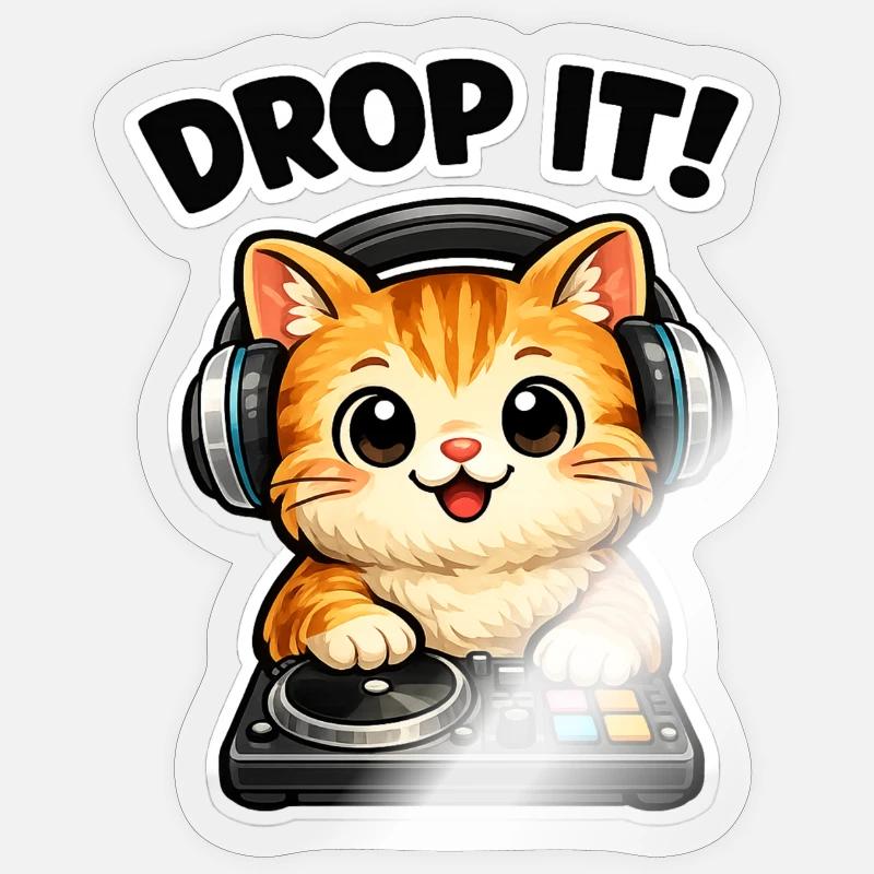 Drop It DJ Cat Sticker size S (10 x 10 cm)