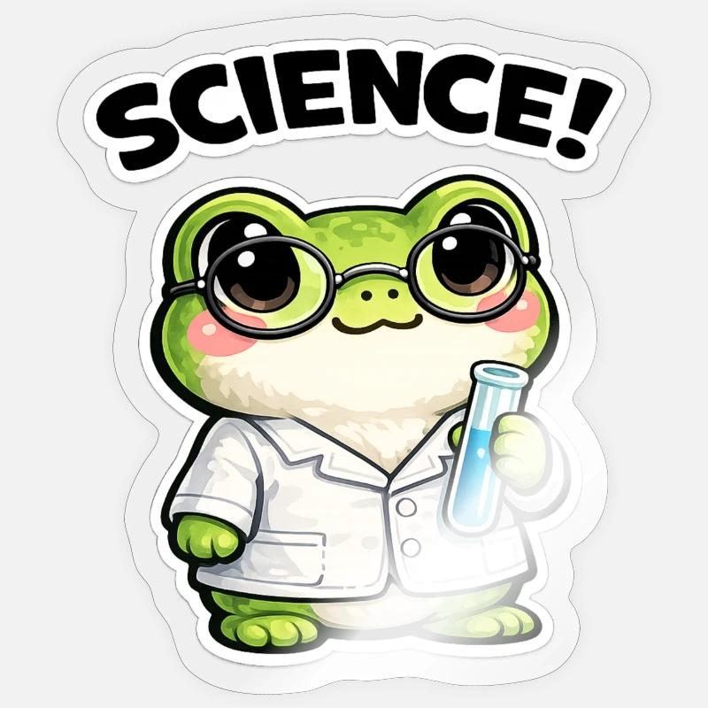 Wissenschaftsfrosch mit Brille - Sticker Größe S (10 x 10 cm) - Transparent glänzend