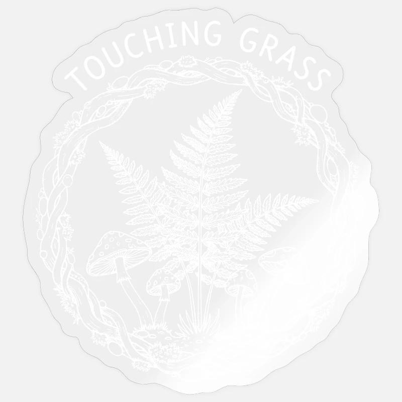 Touching Grass Natural Mushrooms - Sticker size S (10 x 10 cm) - transparent glossy