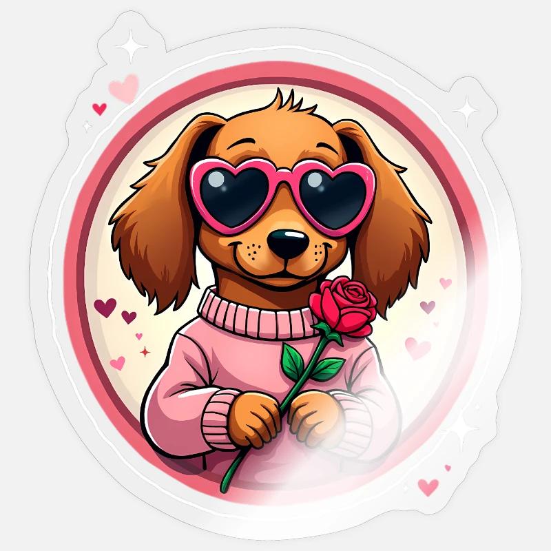 Dackel teckel teckel tekel - Sticker taille S (10 x 10 cm) - brillant transparent