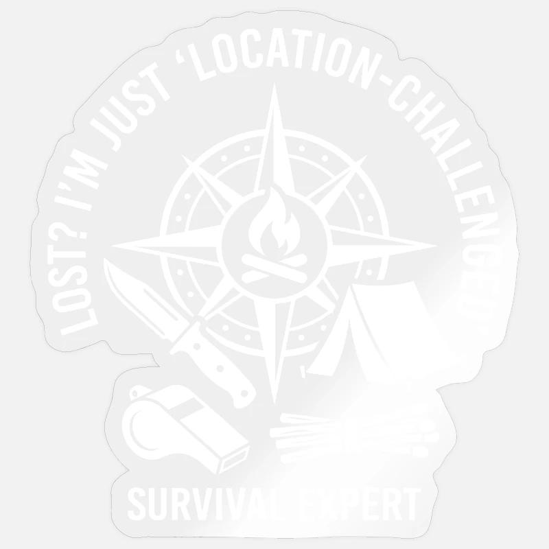 Survival Saying Compass Fire - Sticker size S (10 x 10 cm) - transparent glossy