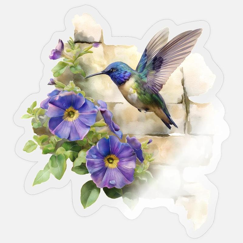 Colibri - Sticker taille S (10 x 10 cm) - brillant transparent