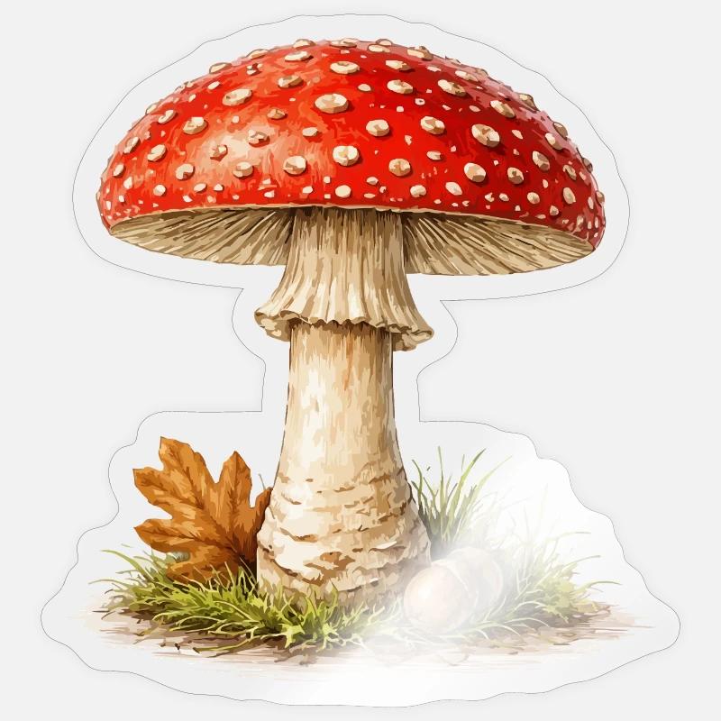 Toadstool Autumn Dream - Sticker size S (10 x 10 cm) - transparent glossy