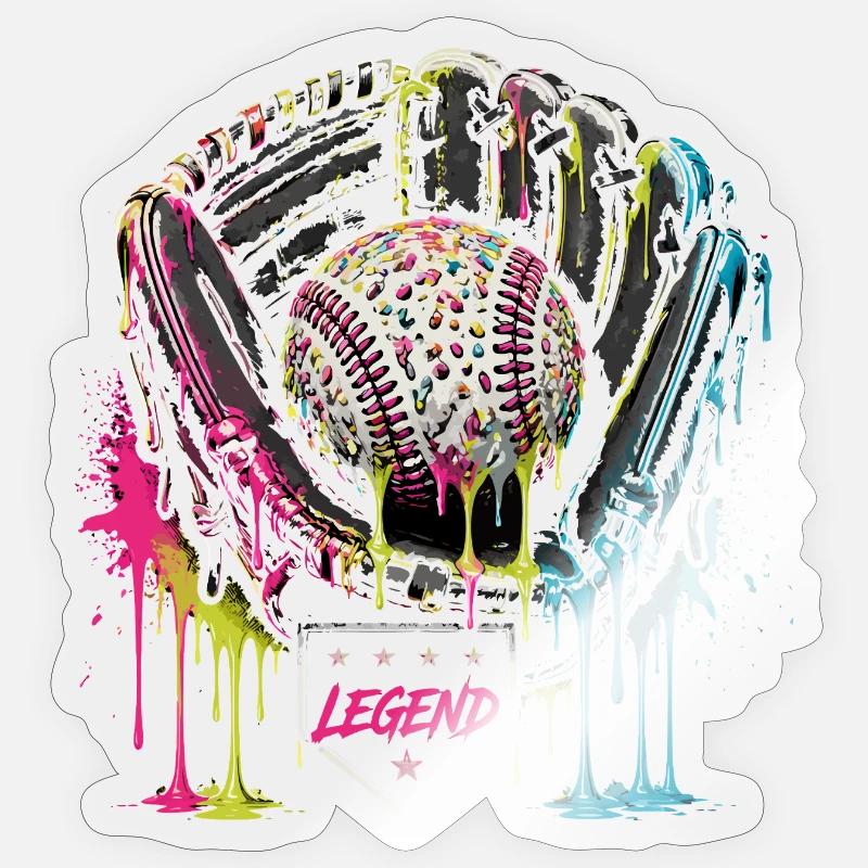 Baseball Handschuh Legend Bunt Grafik - Sticker Größe S (10 x 10 cm) - Transparent glänzend