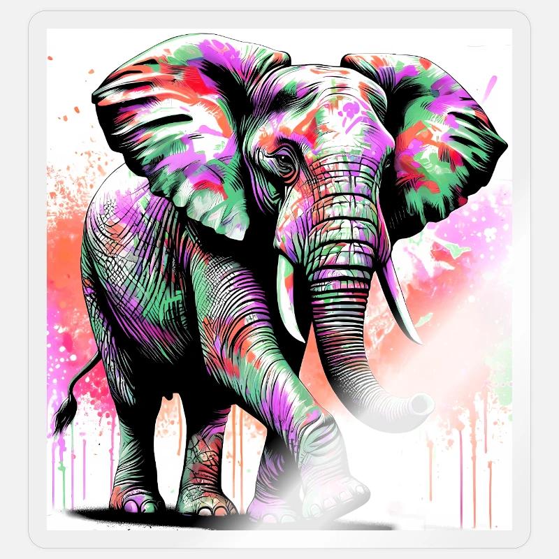 éléphant - Sticker taille S (10 x 10 cm) - brillant transparent
