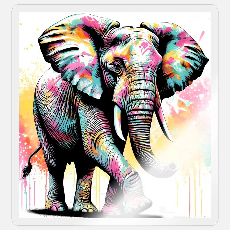 éléphant - Sticker taille S (10 x 10 cm) - brillant transparent