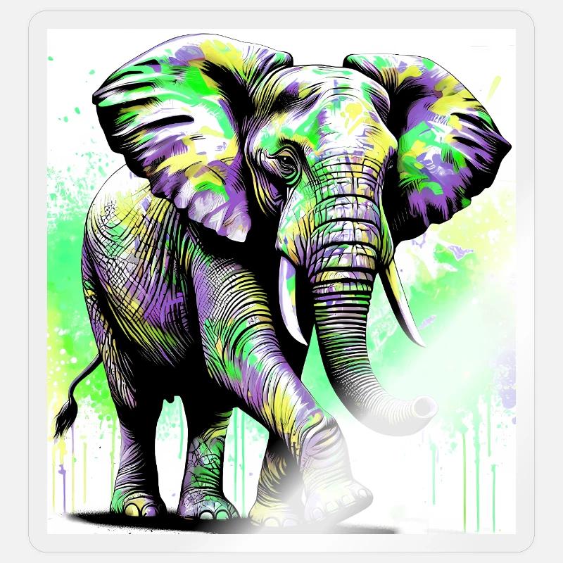 Elefant - Sticker Größe S (10 x 10 cm) - Transparent glänzend
