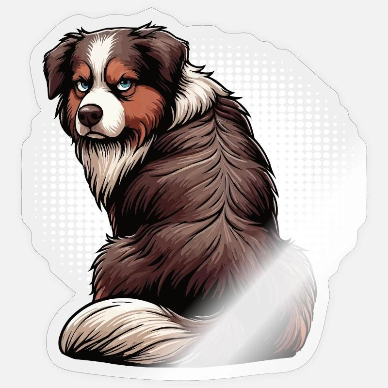 Berger australien Aussie Aussie Propriétaires Aussies - Sticker taille S (10 x 10 cm) - brillant transparent