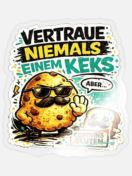 Vertraue nie einem Keks - Sticker Größe S (10 x 10 cm) - Transparent glänzend
