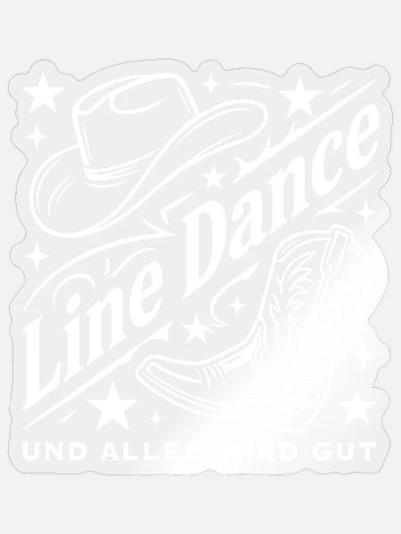 Line Dance Cowboyhut Stiefel Grafik - Sticker Größe S (10 x 10 cm) - Transparent glänzend