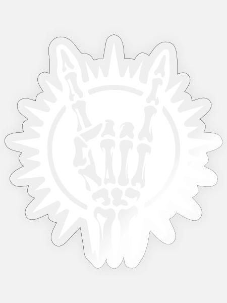 Skeletthand Rock Symbol Strahlen Weiß - Sticker Größe S (10 x 10 cm) - Transparent glänzend