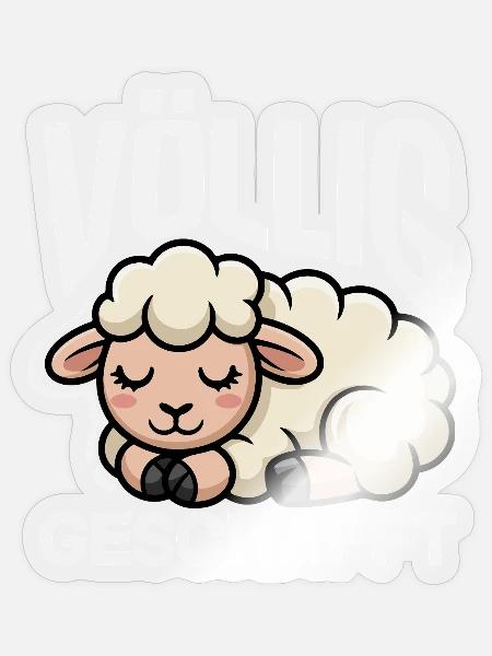 Schaf Völlig Geschafft Müde Schlafen - Sticker Größe S (10 x 10 cm) - Transparent glänzend