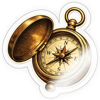 Antique Compass Watch Adventure - Sticker size S (10 x 10 cm) - transparent glossy - Front