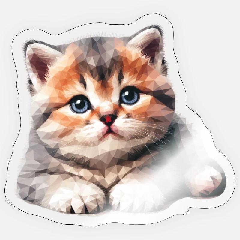 Polygone de chaton mignon - Sticker taille S (10 x 10 cm) - brillant transparent
